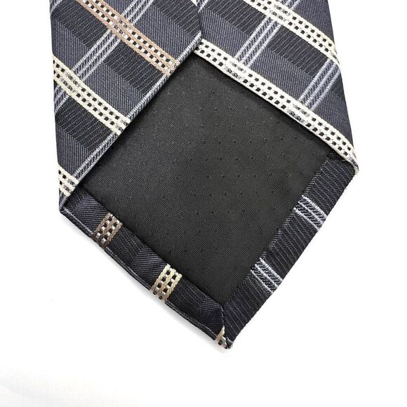 Pronto Uomo Silk Tie Gray and Cream Plaid 3” x 62” - Picture 5 of 9